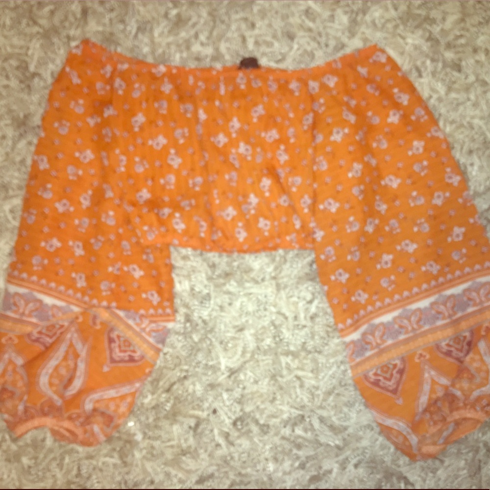 Orange boho blouse
